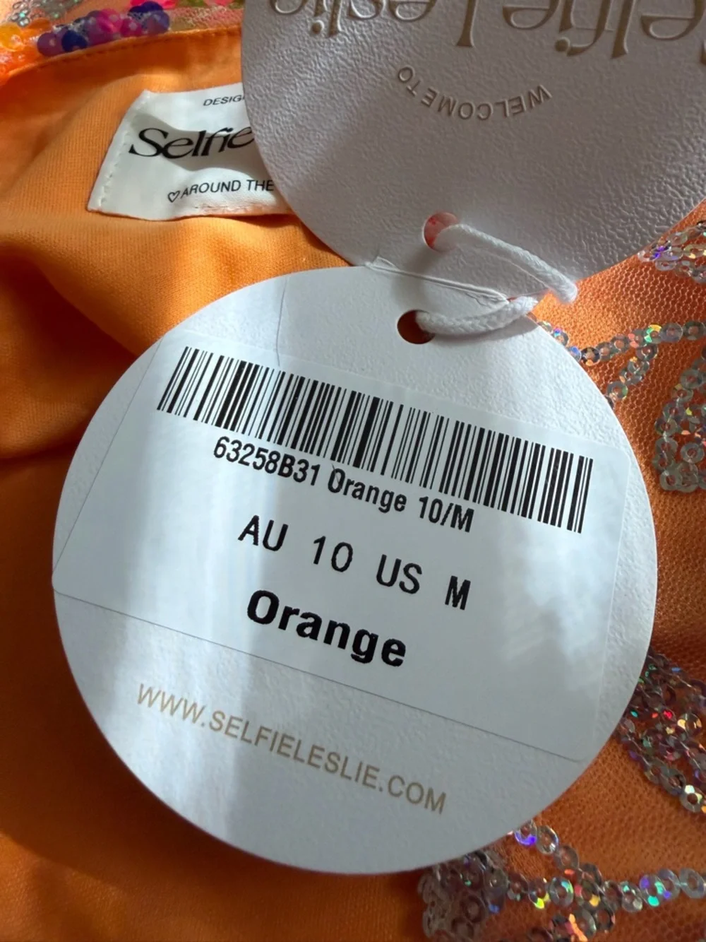 Selfie Leslie Orange Floral Sequin Halter Mini Dress - Picture 7 of 7